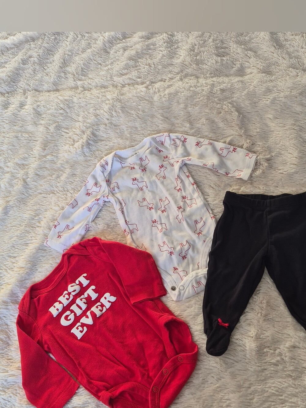 Baby Girl Christmas Outfit Bundle 0-3M Santa Dress Reindeer Sleeper Bodys
